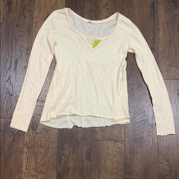 Free People Fire Island Knit Peach Colored 3/4 Sleeve Blouse - Picture 2 of 6